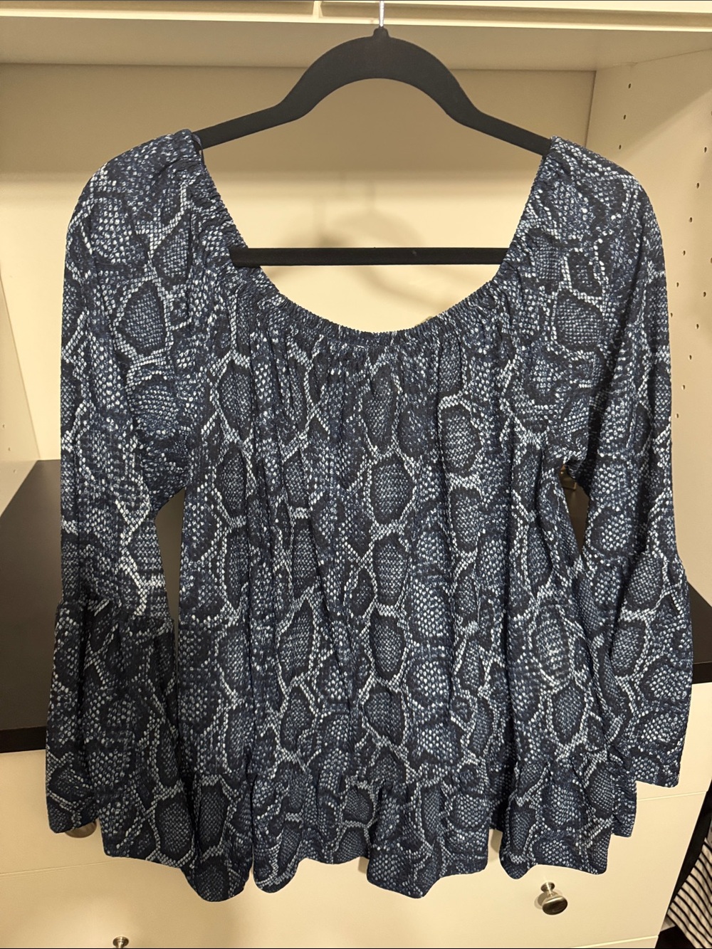 Michael Kors Navy Blue Patterned Elastic Waist Skirt